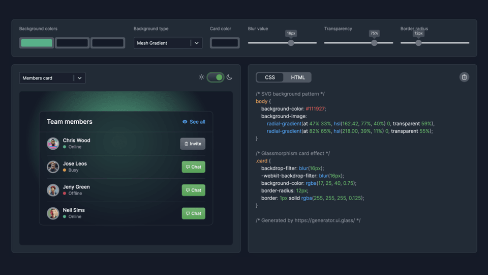 Glassmorphism CSS