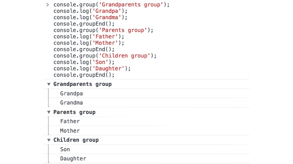 console.group console.group